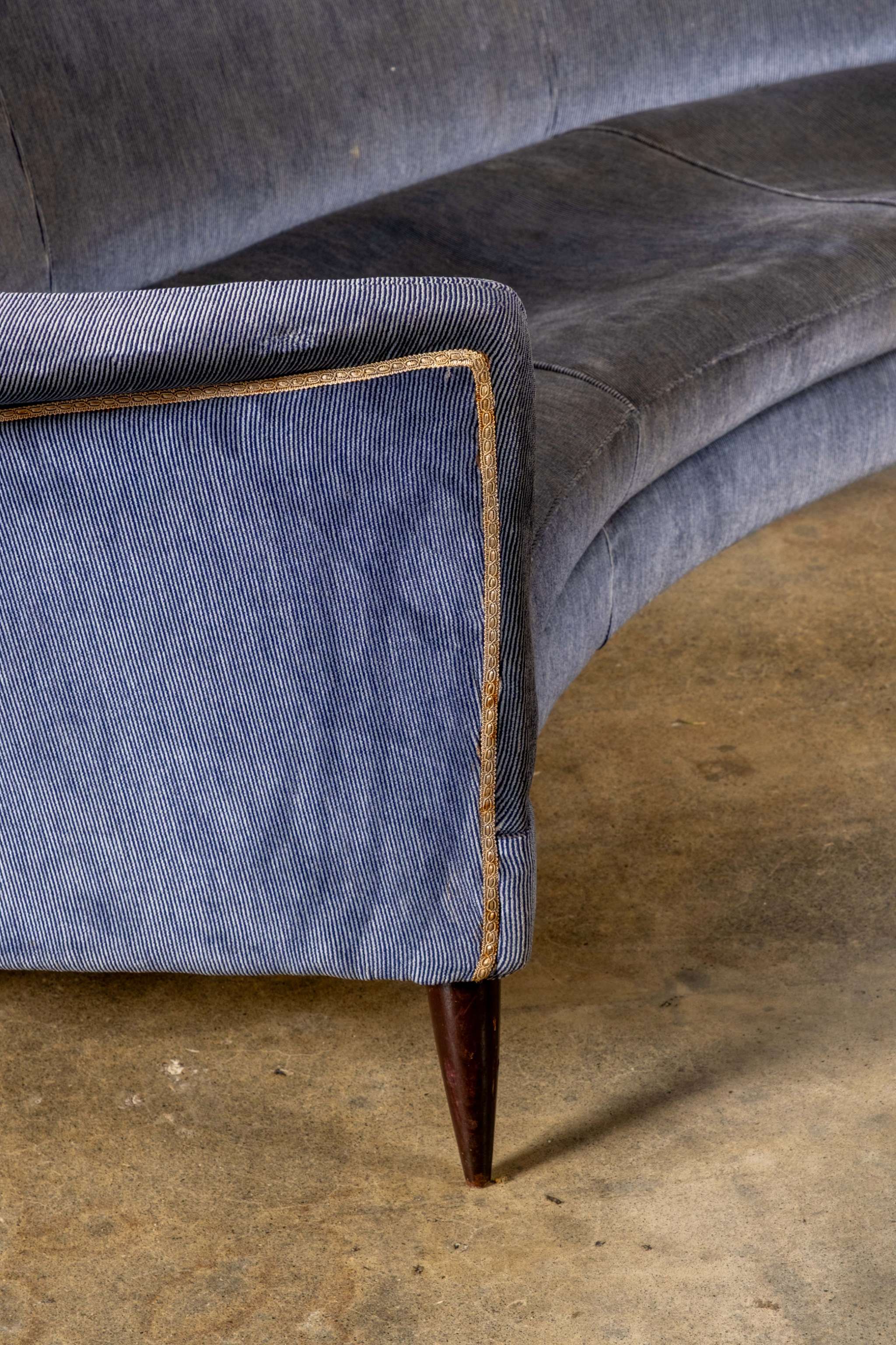 1950s Low Curved 3-Seater Sofa