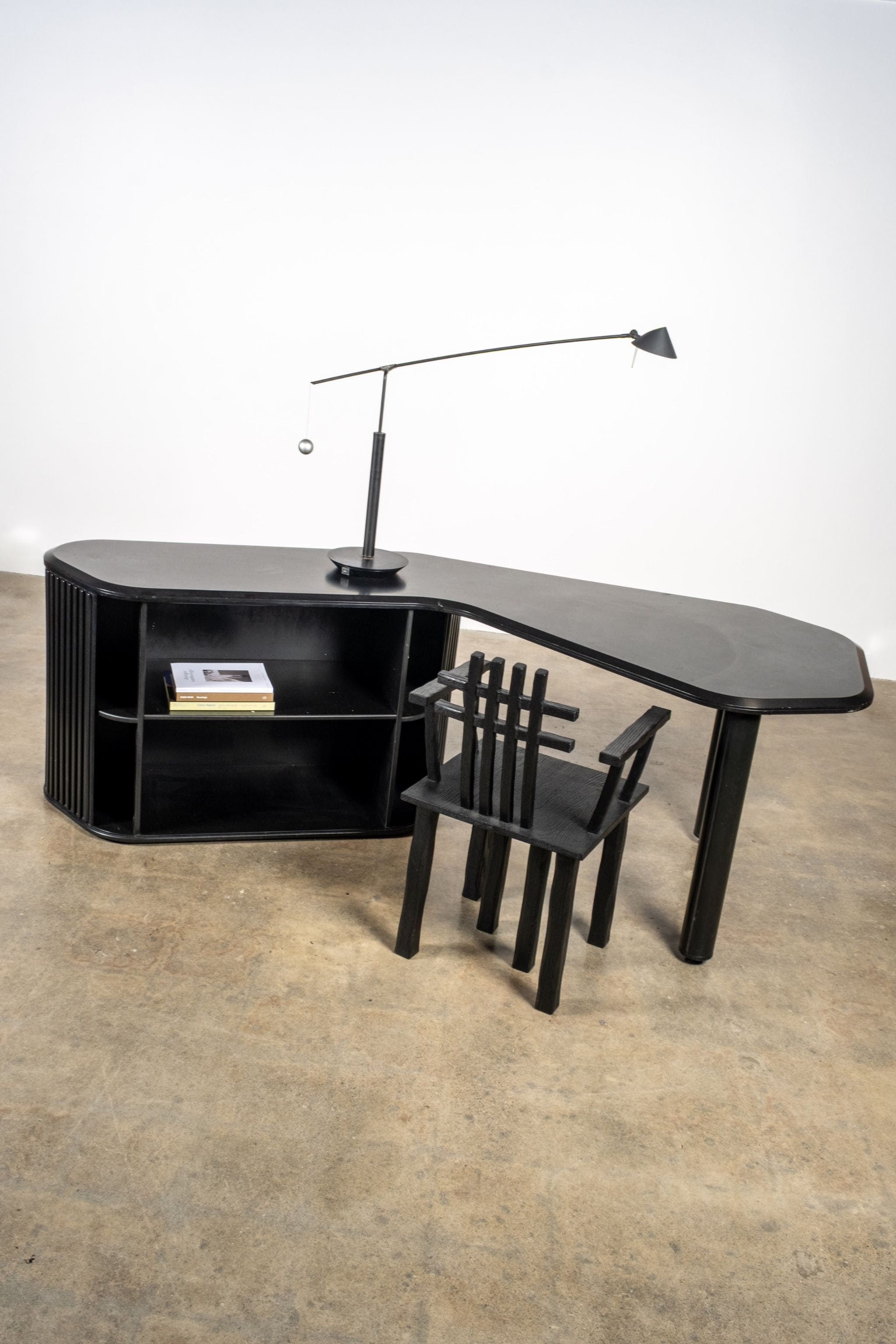 A'Dammer' Desk with Roller Shutter Cabinet, Black
