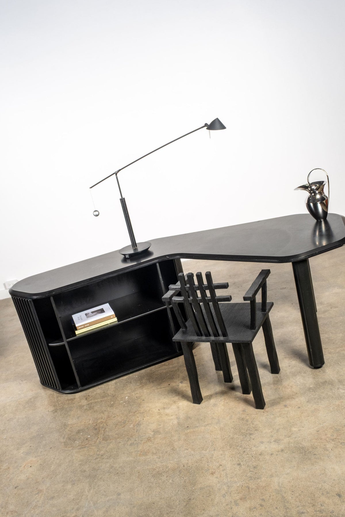 A'Dammer' Desk with Roller Shutter Cabinet, Black