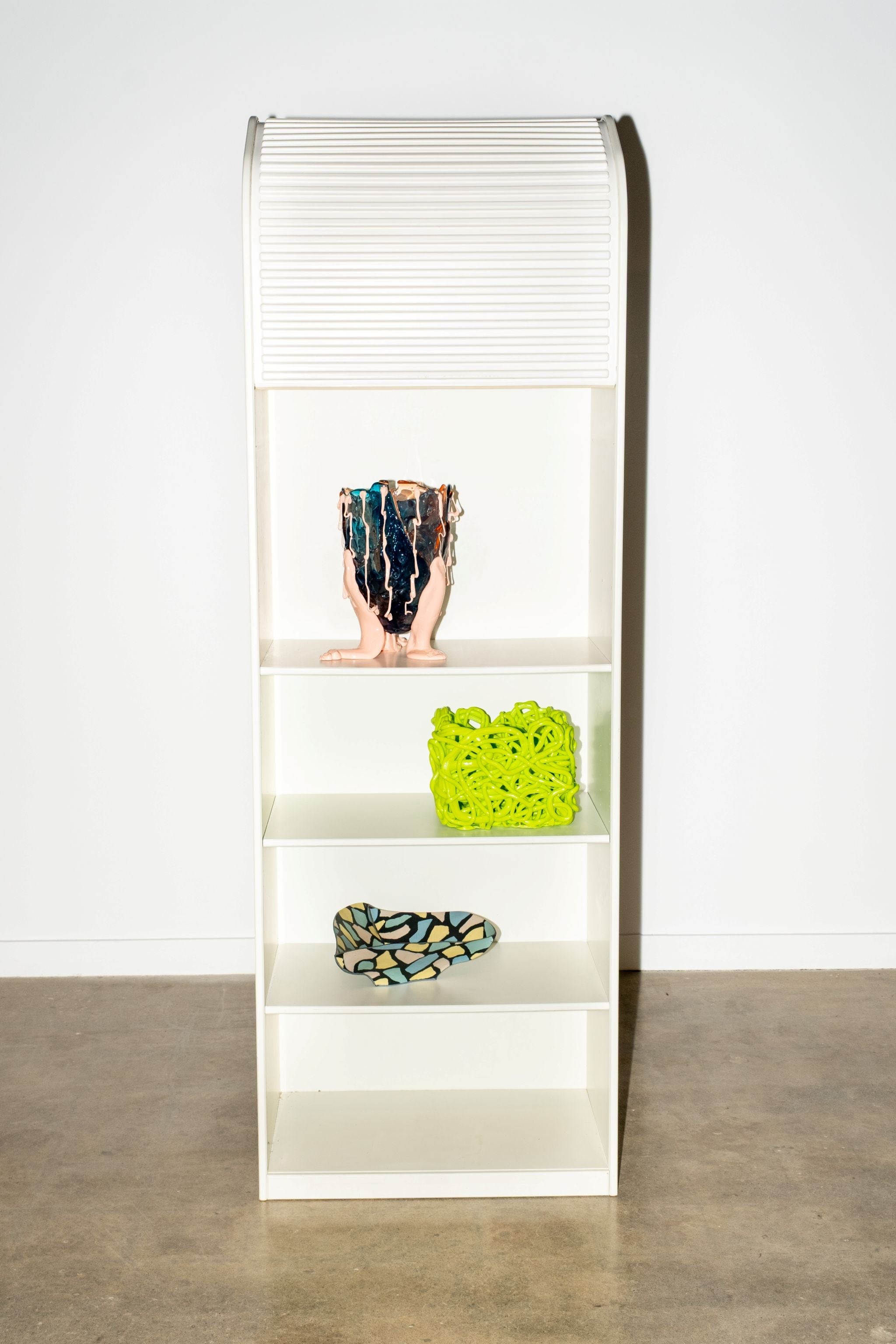 A'Dammer Tall Roller Shutter Bookcase, White