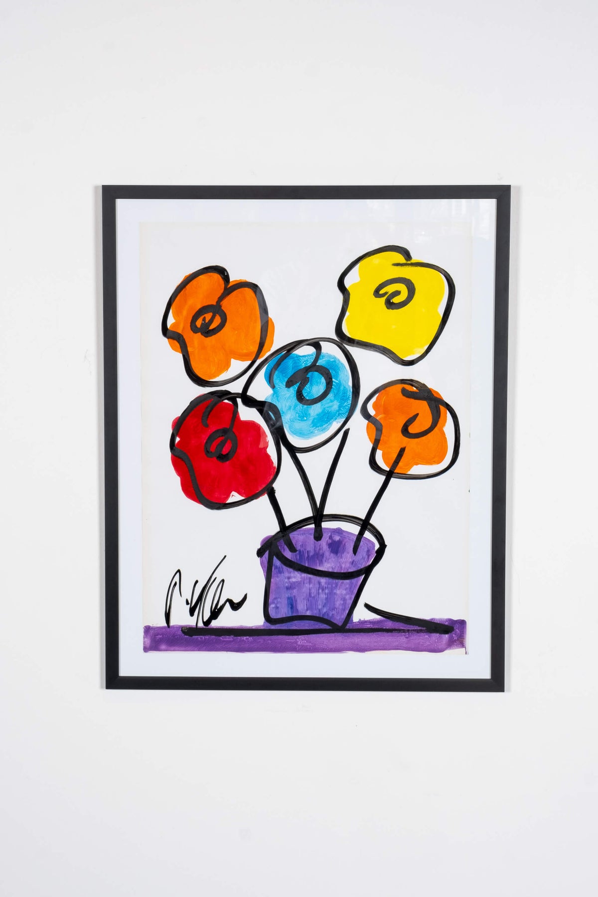 Abstract Bouquet Painting, Newly Framed