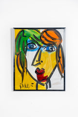 Abstract yellow portrait, red lip