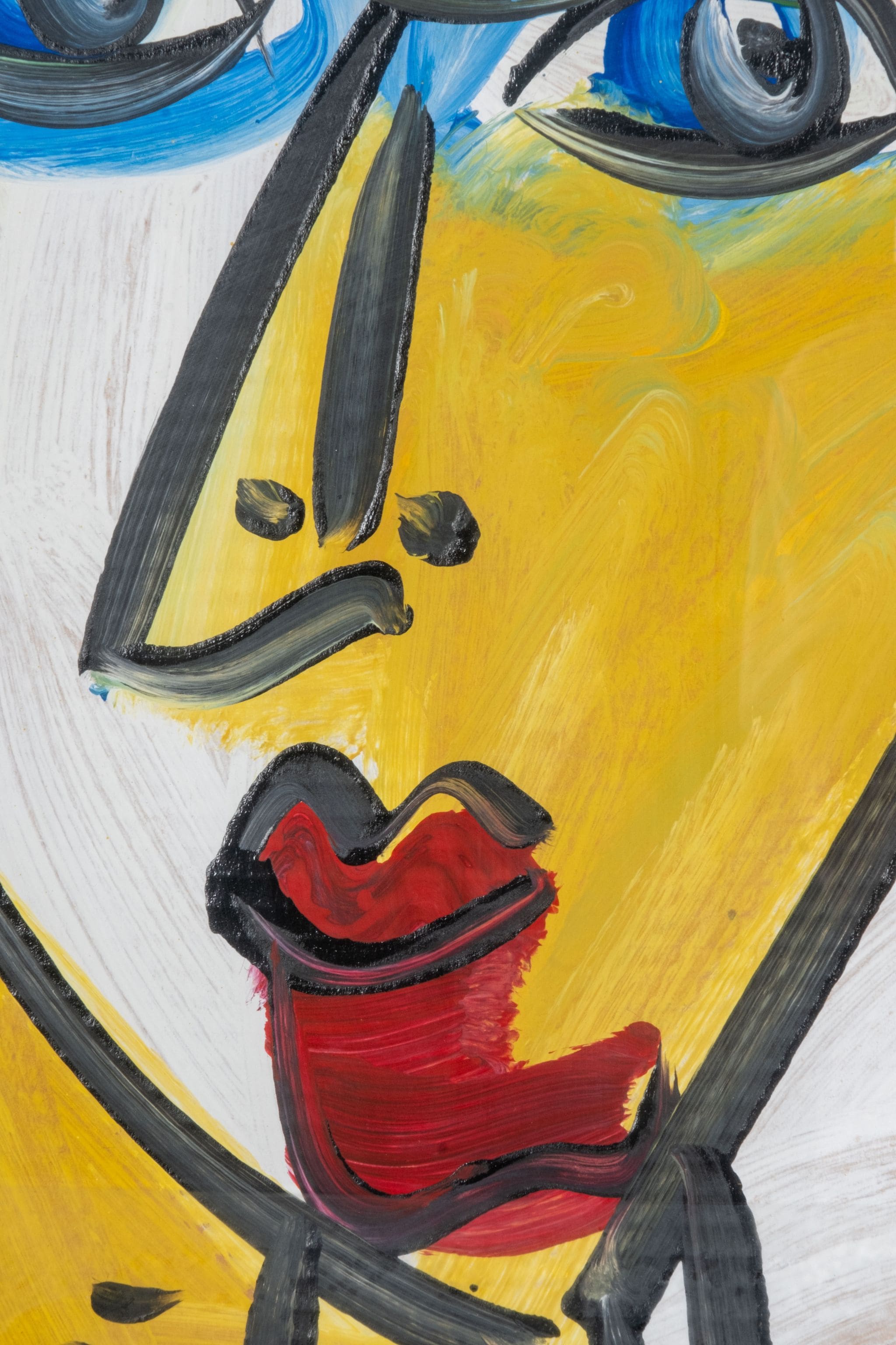Abstract yellow portrait, red lip