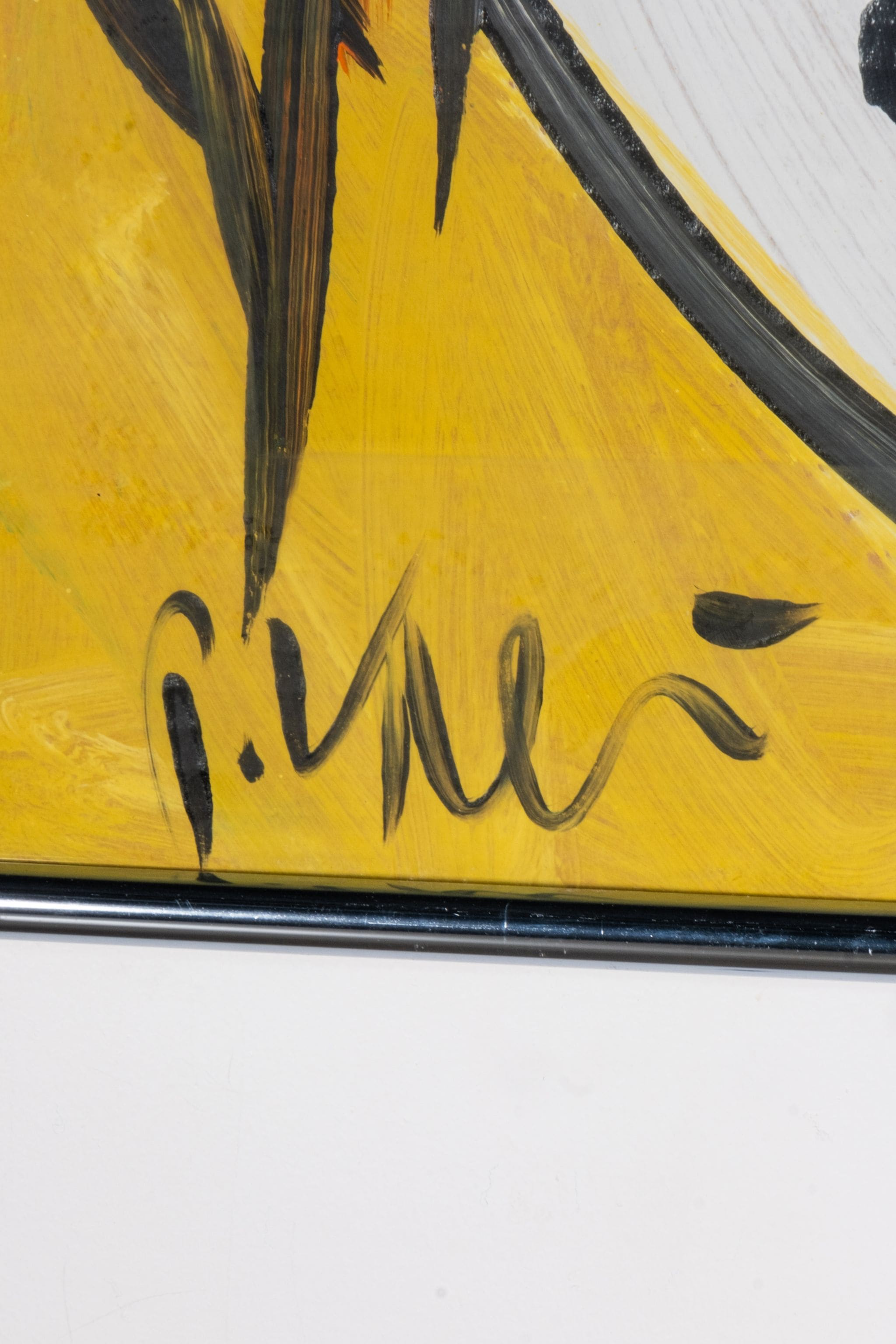 Abstract yellow portrait, red lip