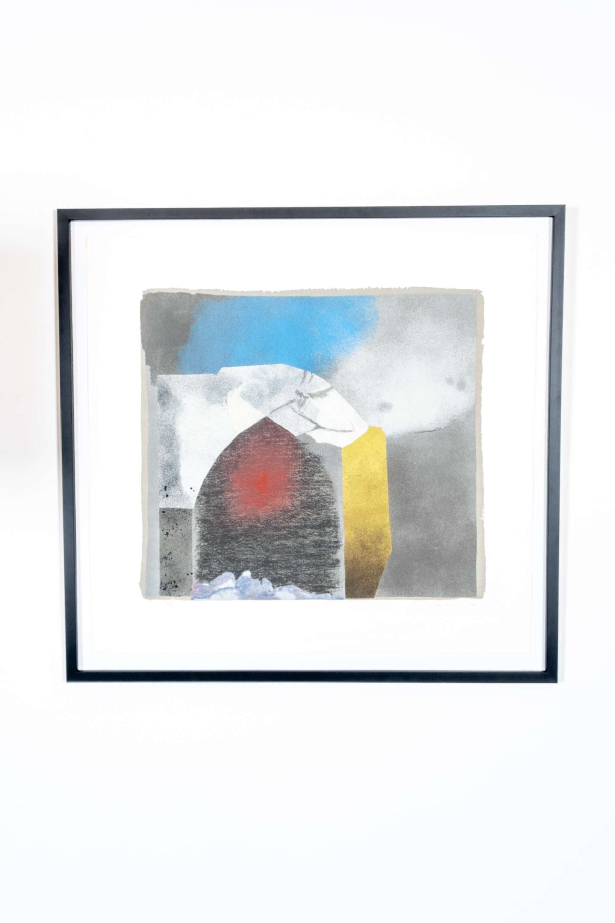 "Untitled" (1987), Grey, Yellow and Blue Abstract