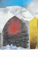 "Untitled" (1987), Grey, Yellow and Blue Abstract