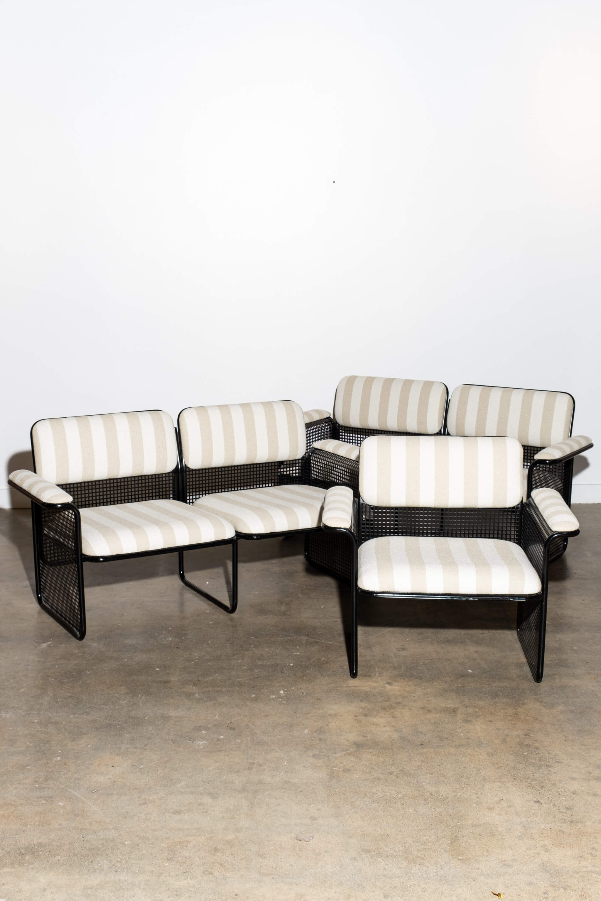 1970s Italian Solarium 3 Piece Set, Newly Upholstered