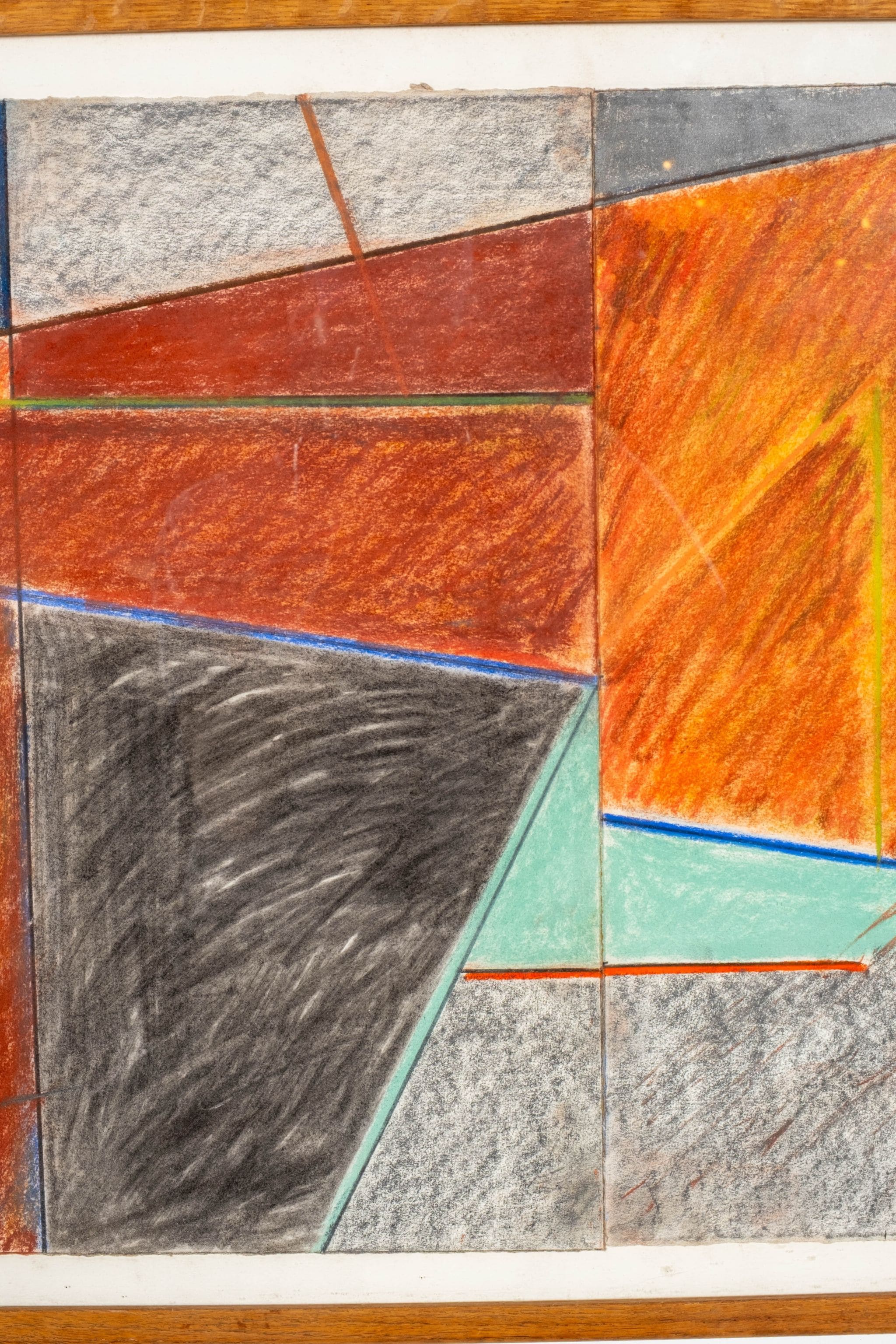 Abstract Cubist Pastel in Wood Frame