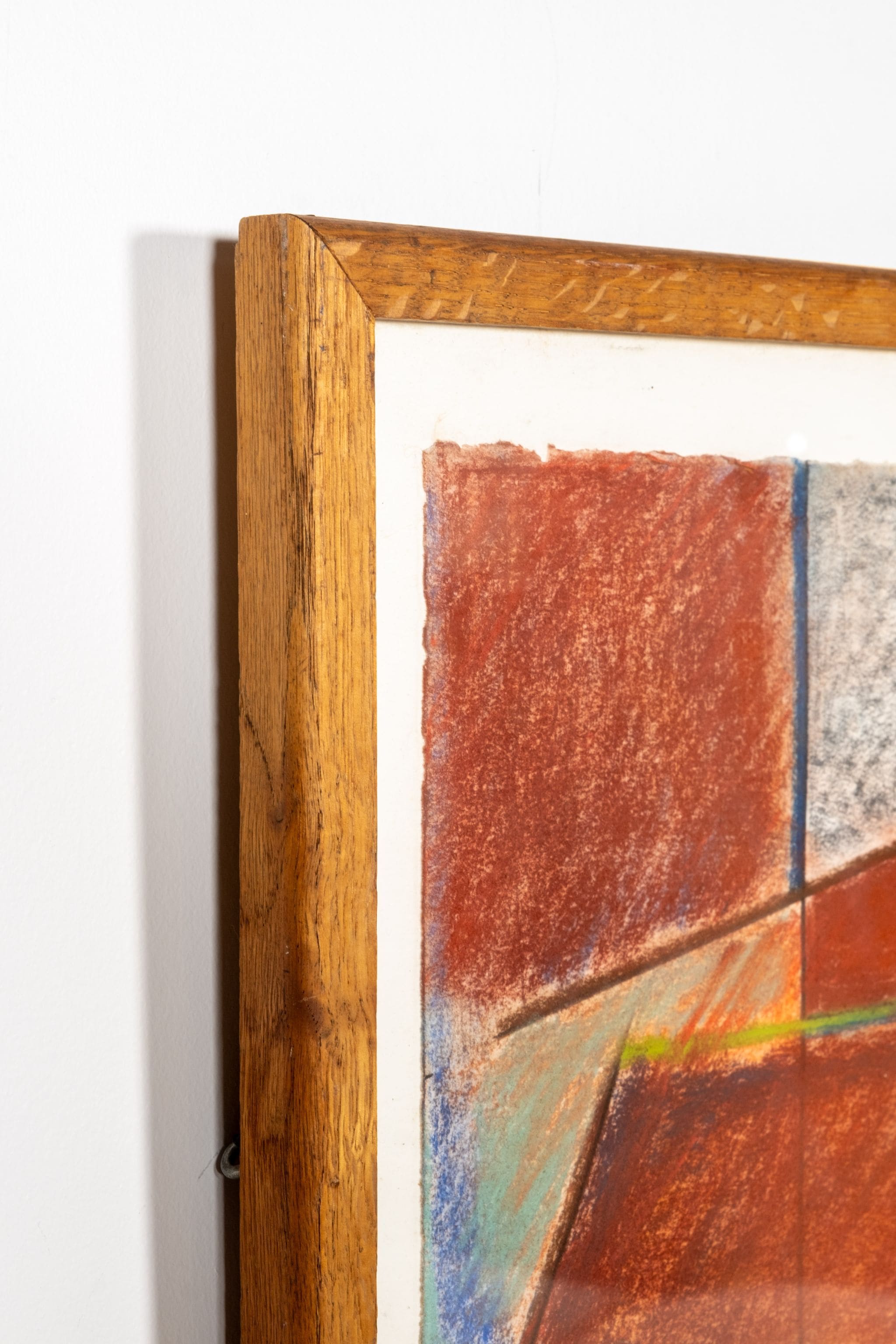 Abstract Cubist Pastel in Wood Frame