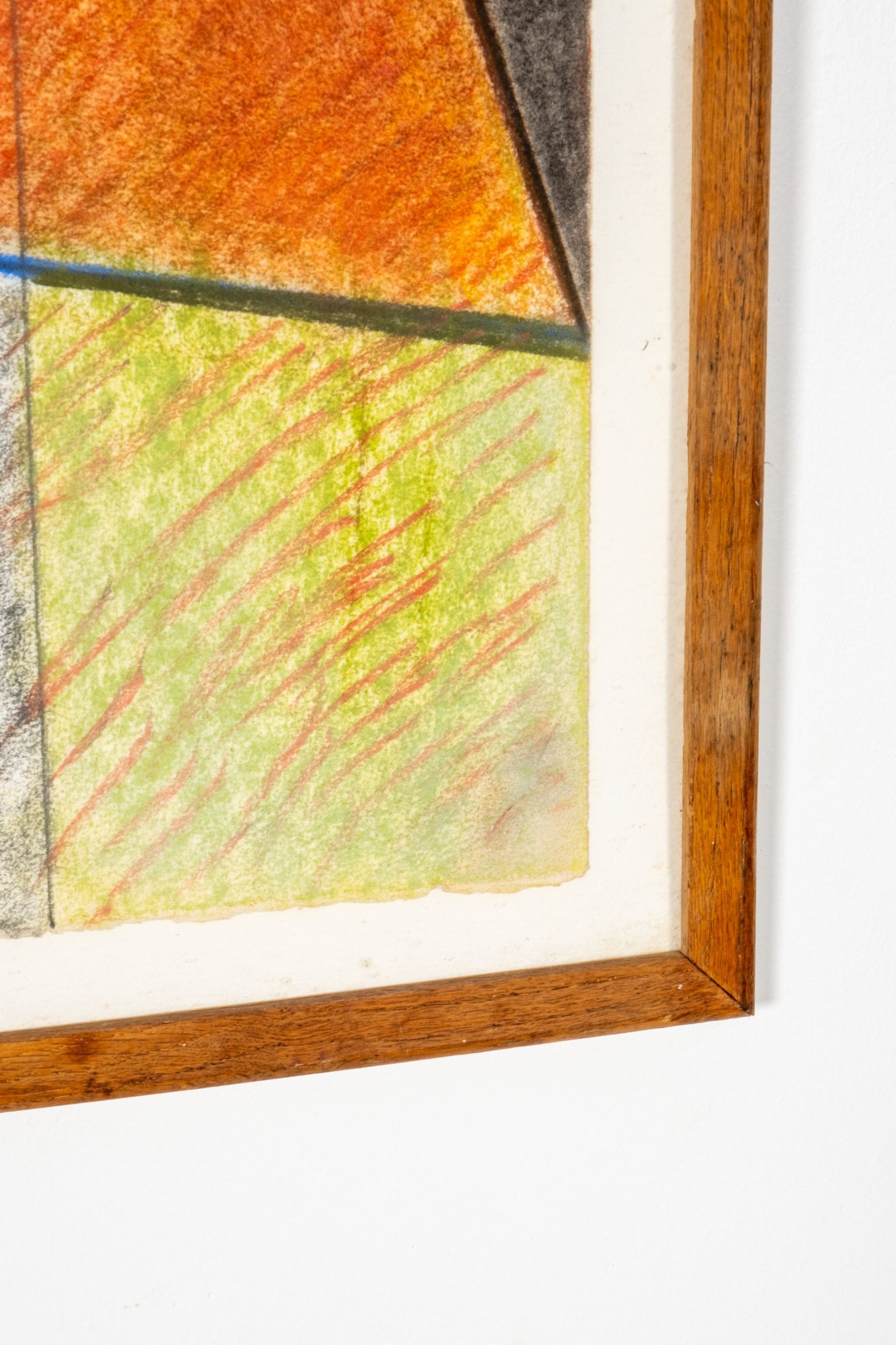 Abstract Cubist Pastel in Wood Frame