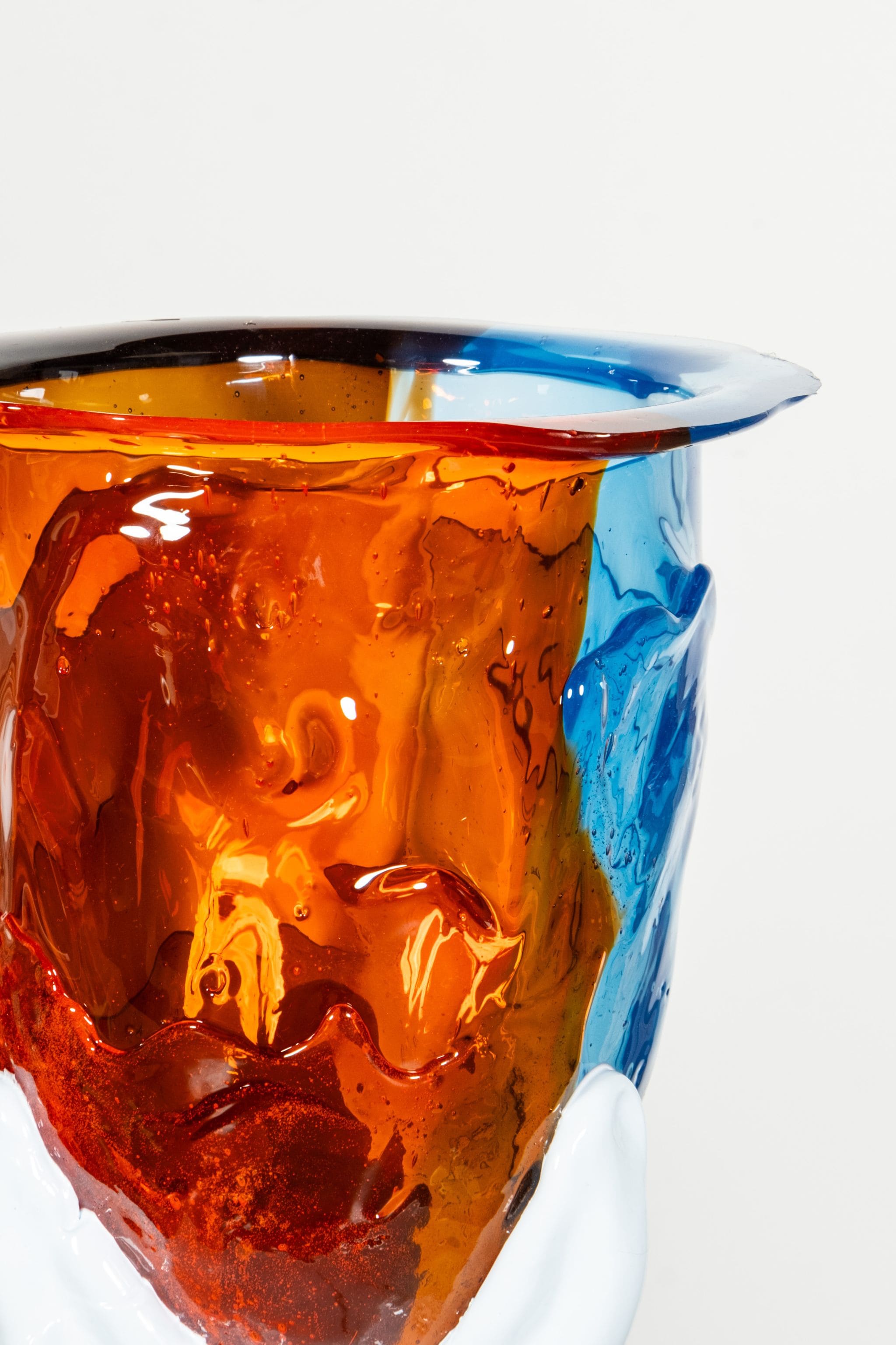 Amazonia Vase (Large), Clear Orange and Blue with Pastel Blue Feet