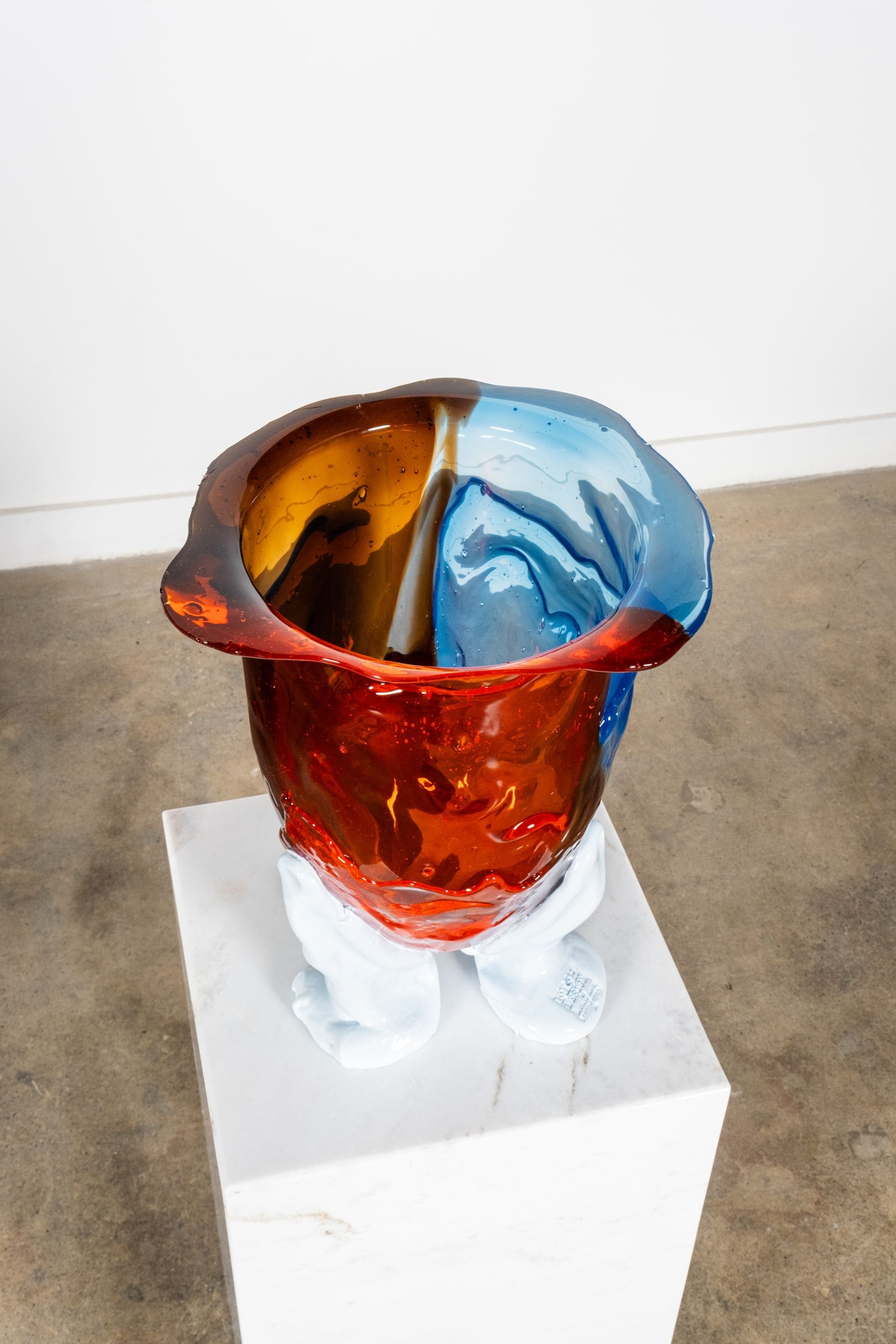 Amazonia Vase (Large), Clear Orange and Blue with Pastel Blue Feet