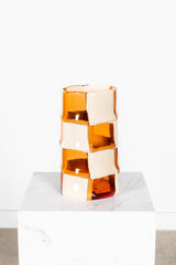 Bamboo Vase (Large), Champagne and Clear Ruby