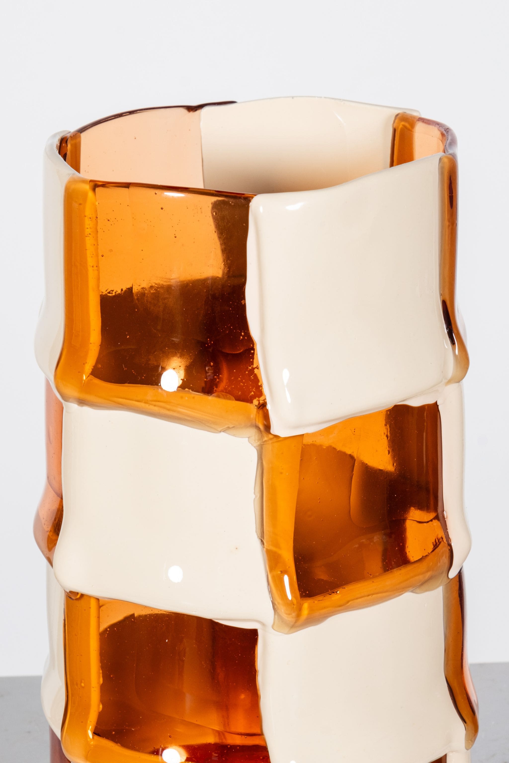 Bamboo Vase (Large), Champagne and Clear Ruby