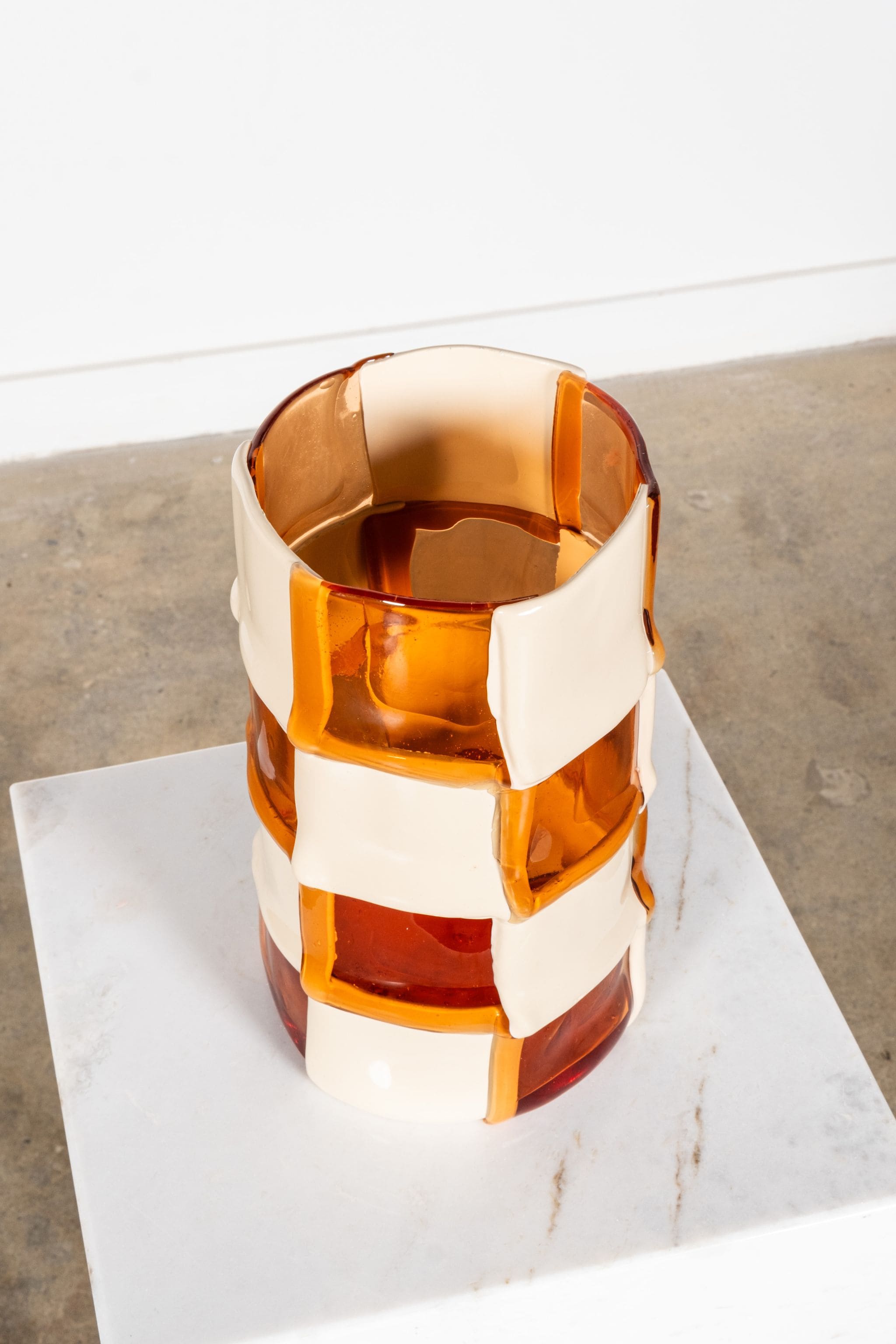 Bamboo Vase (Large), Champagne and Clear Ruby