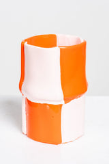 Bamboo Vase (Small), Matte Orange and Pastel Pink