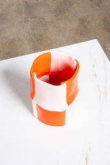 Bamboo Vase (Small), Matte Orange and Pastel Pink