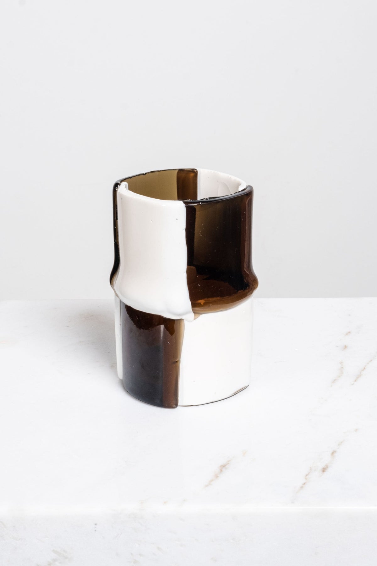 Bamboo Vase (Small), Dark Grey and White