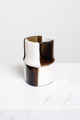 Bamboo Vase (Small), Dark Grey and White
