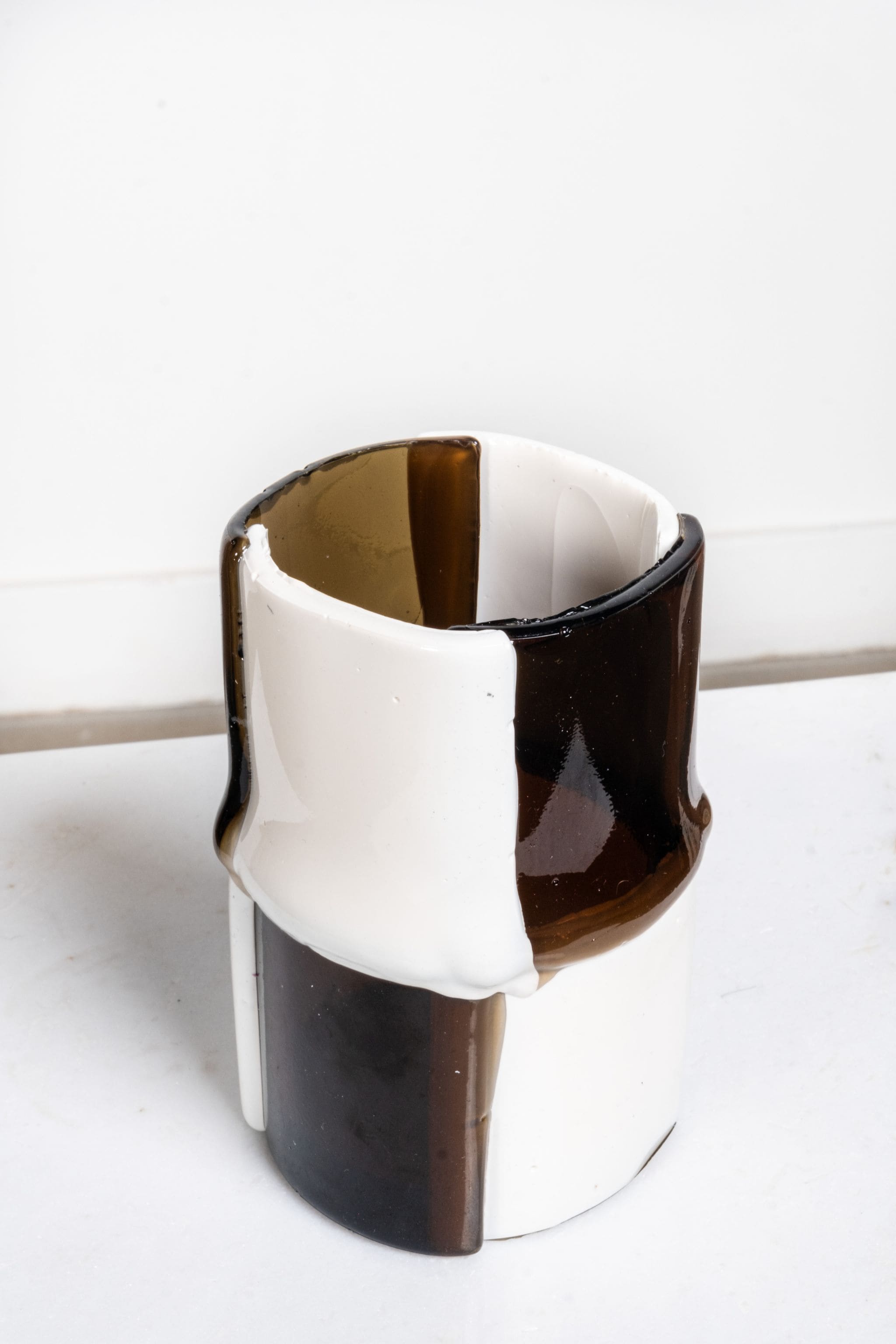 Bamboo Vase (Small), Dark Grey and White