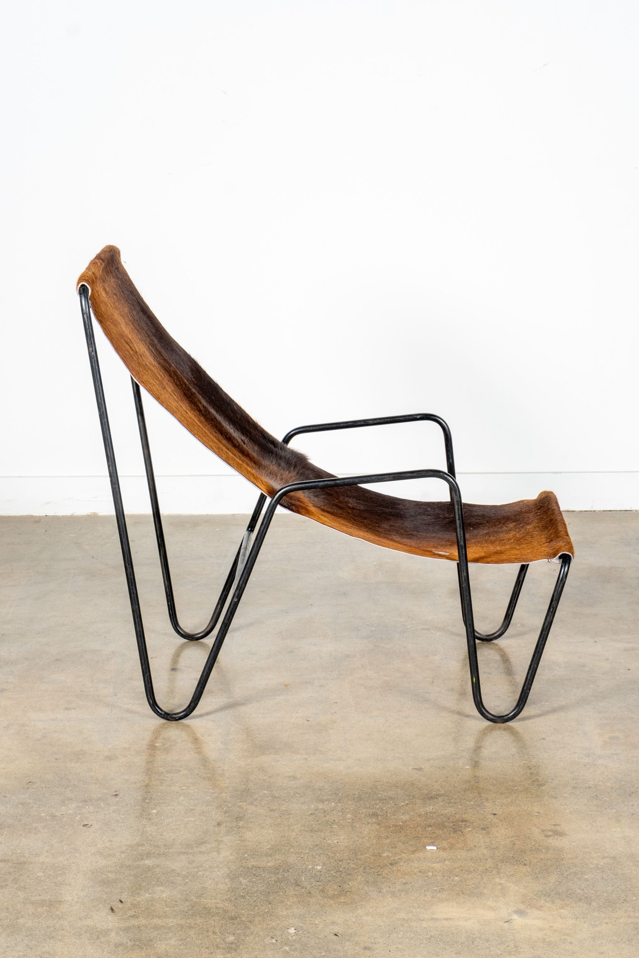 Black Wire And Hide Sling Chair In The Style Of Vernor Panton