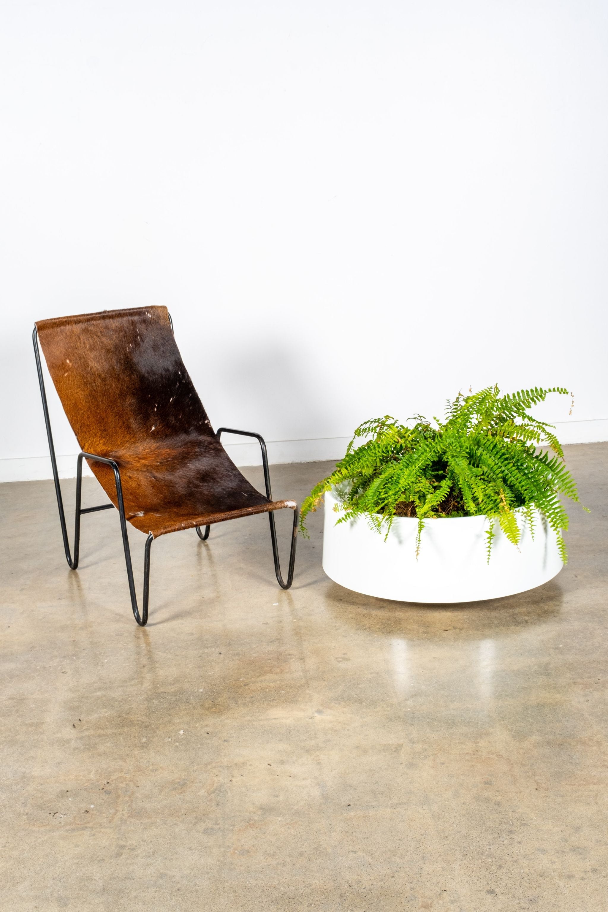Black Wire And Hide Sling Chair In The Style Of Vernor Panton