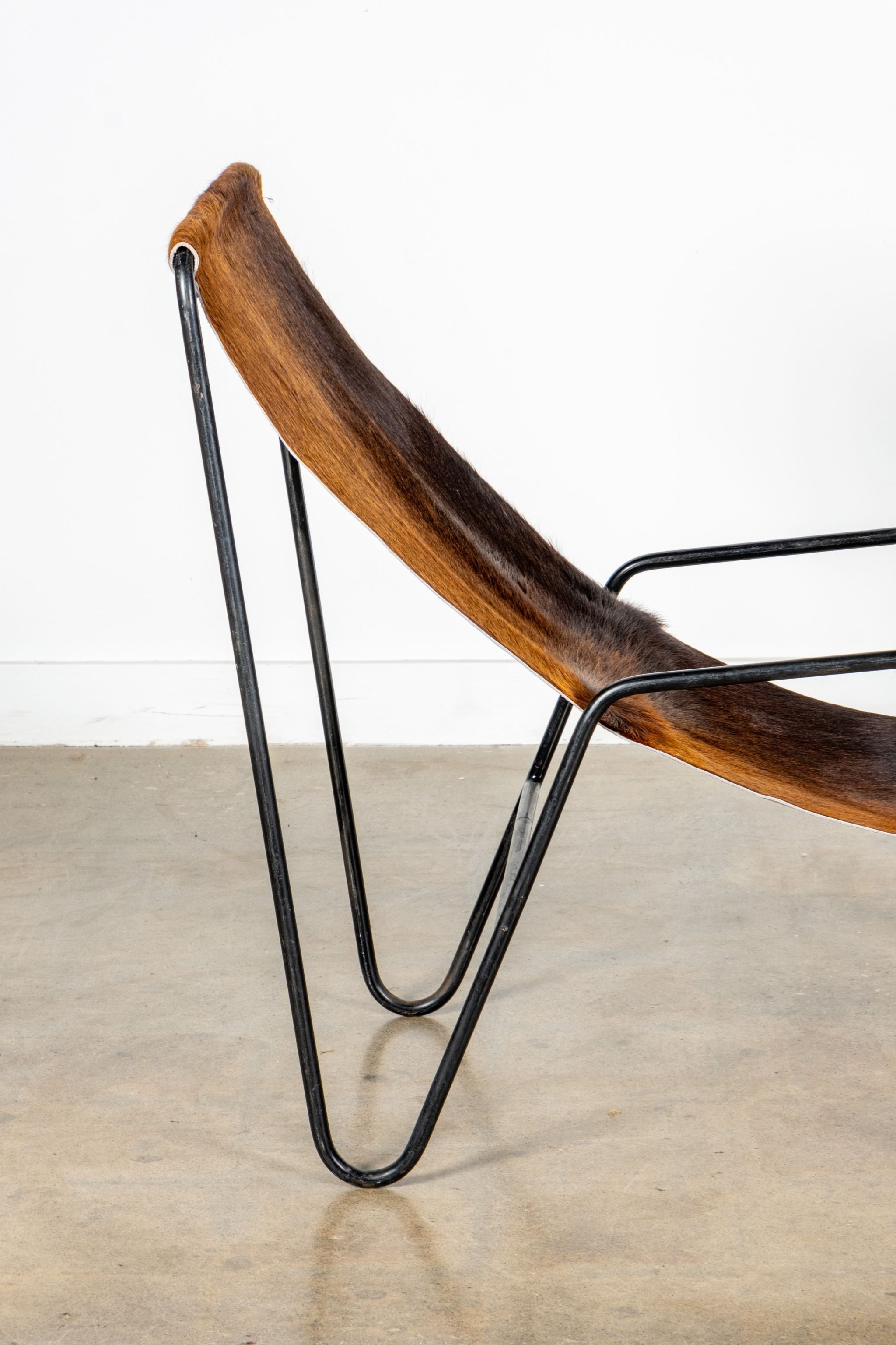 Black Wire And Hide Sling Chair In The Style Of Vernor Panton