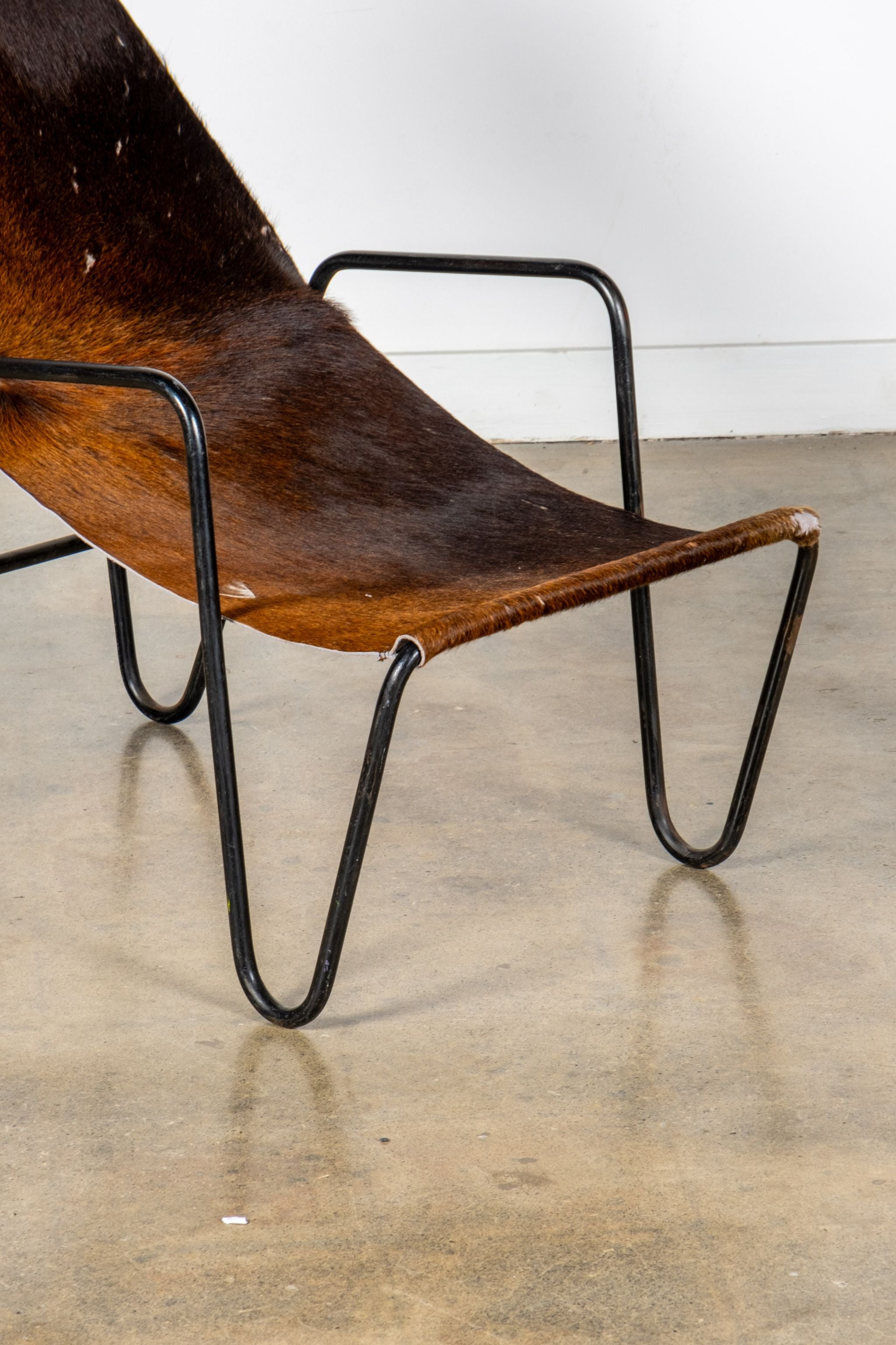 Black Wire And Hide Sling Chair In The Style Of Vernor Panton