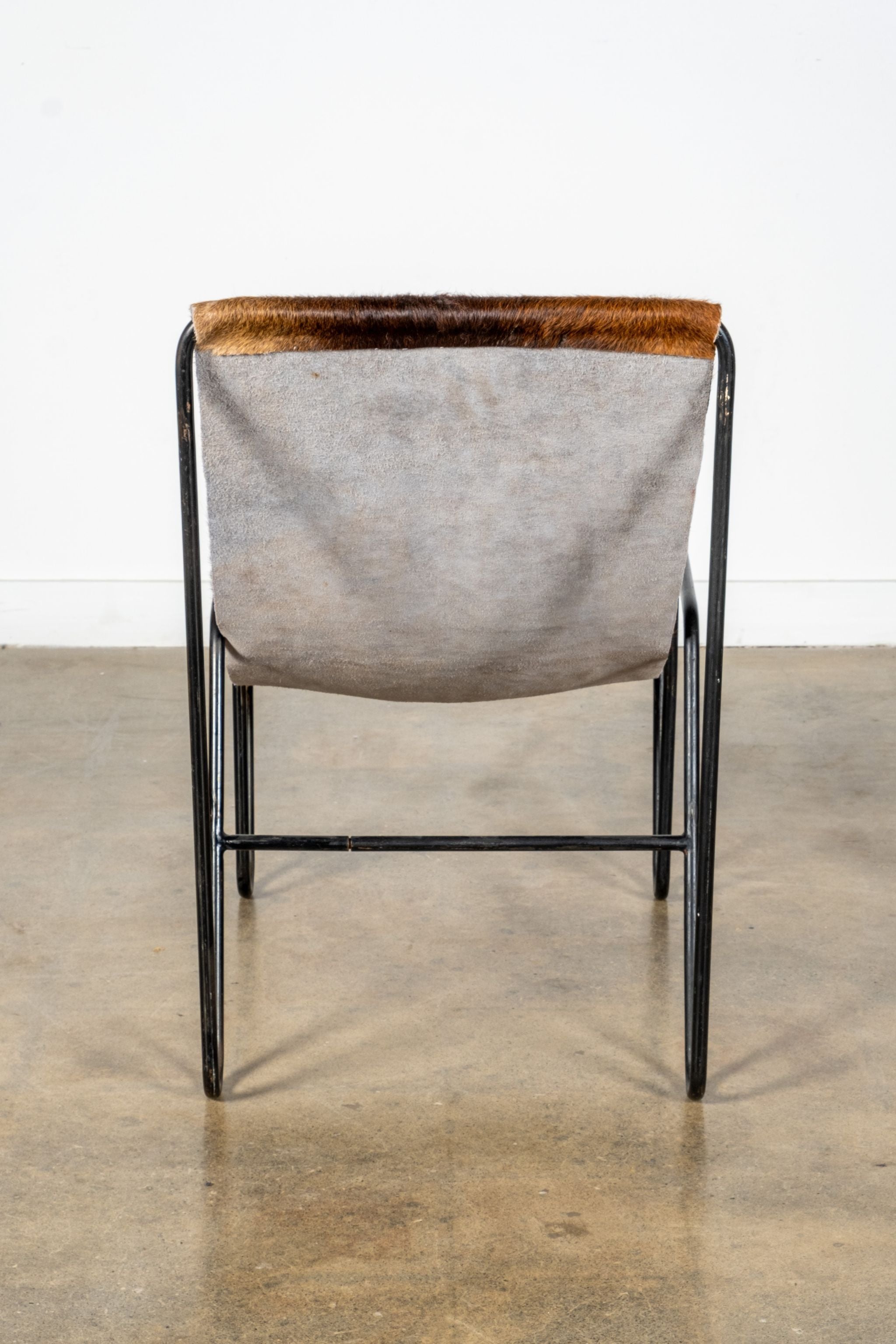 Black Wire And Hide Sling Chair In The Style Of Vernor Panton