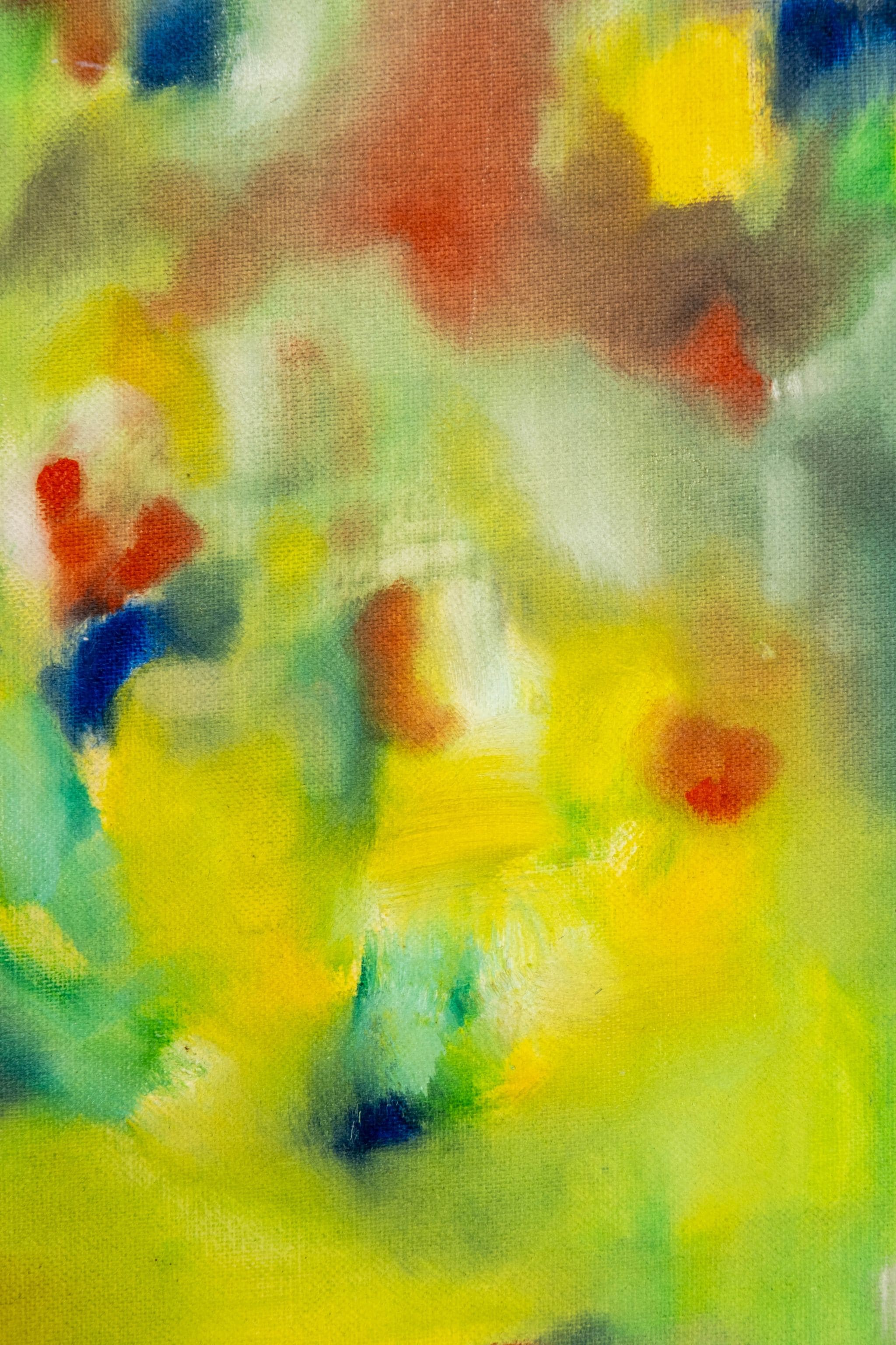 Bright Abstract Painting In Rustic Wood Frame