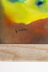 Bright Abstract Painting In Rustic Wood Frame