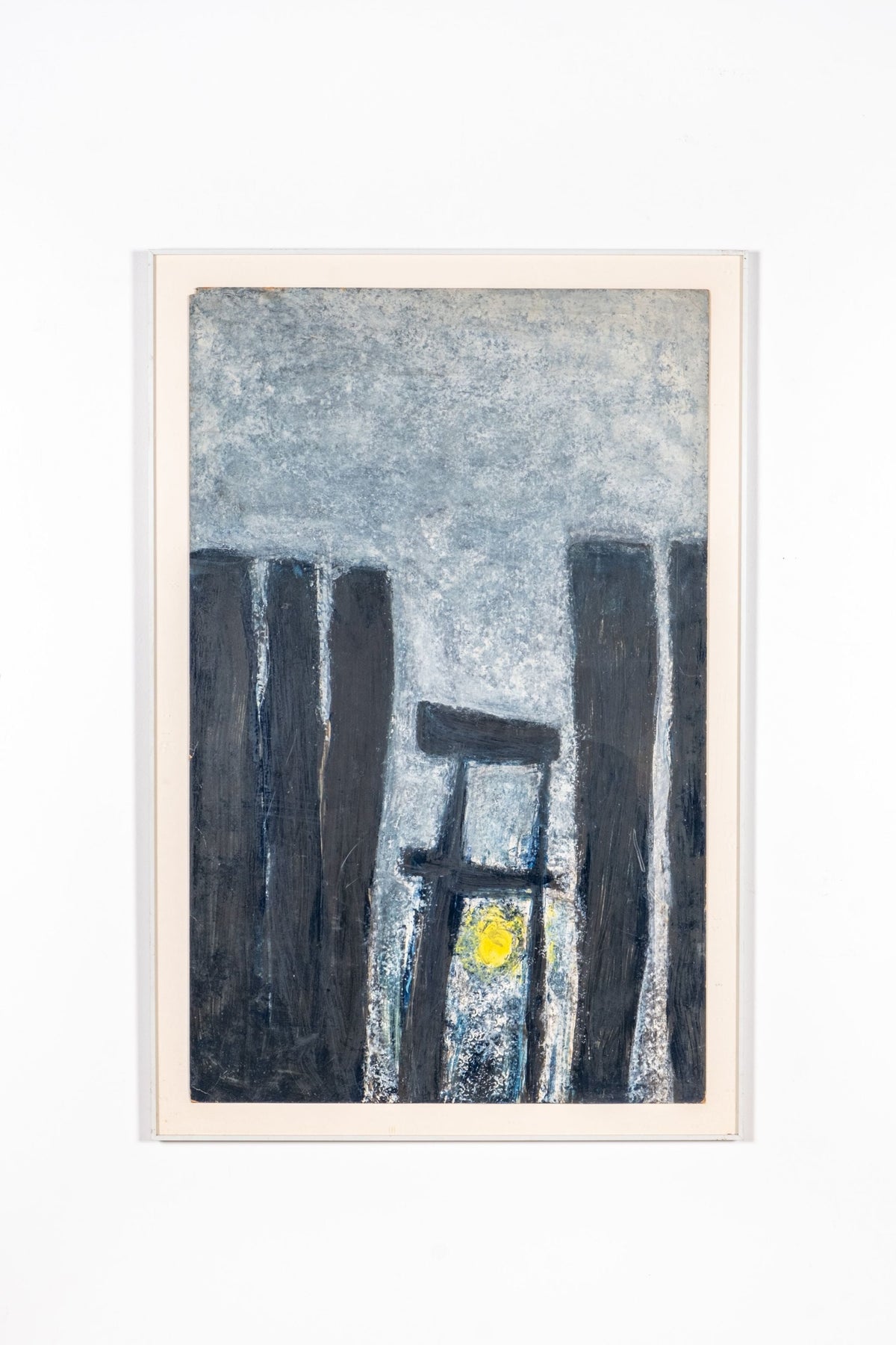 Brutalist Charcoal On Paper, White Frame