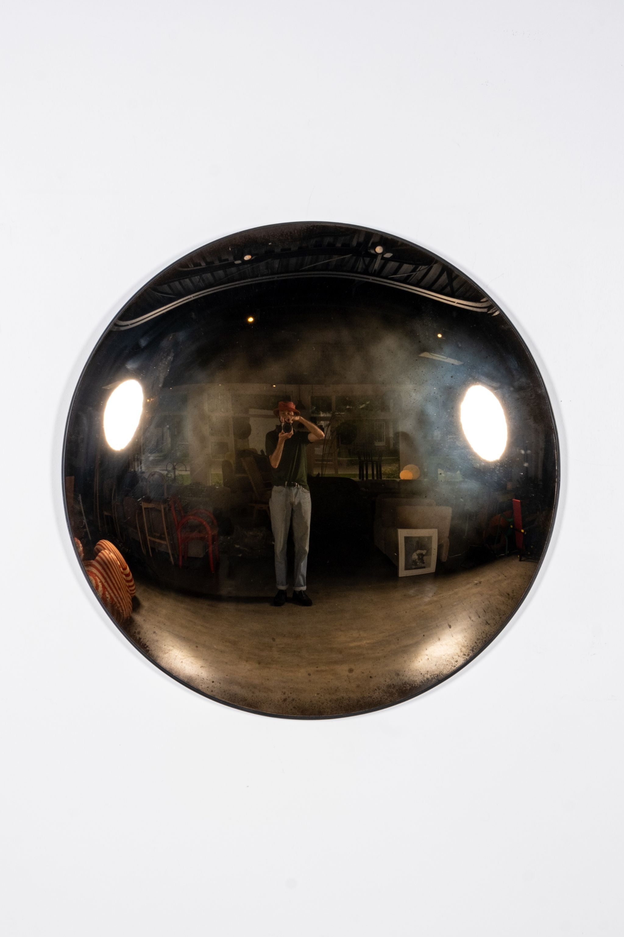 Aged Convex Wall Mirror