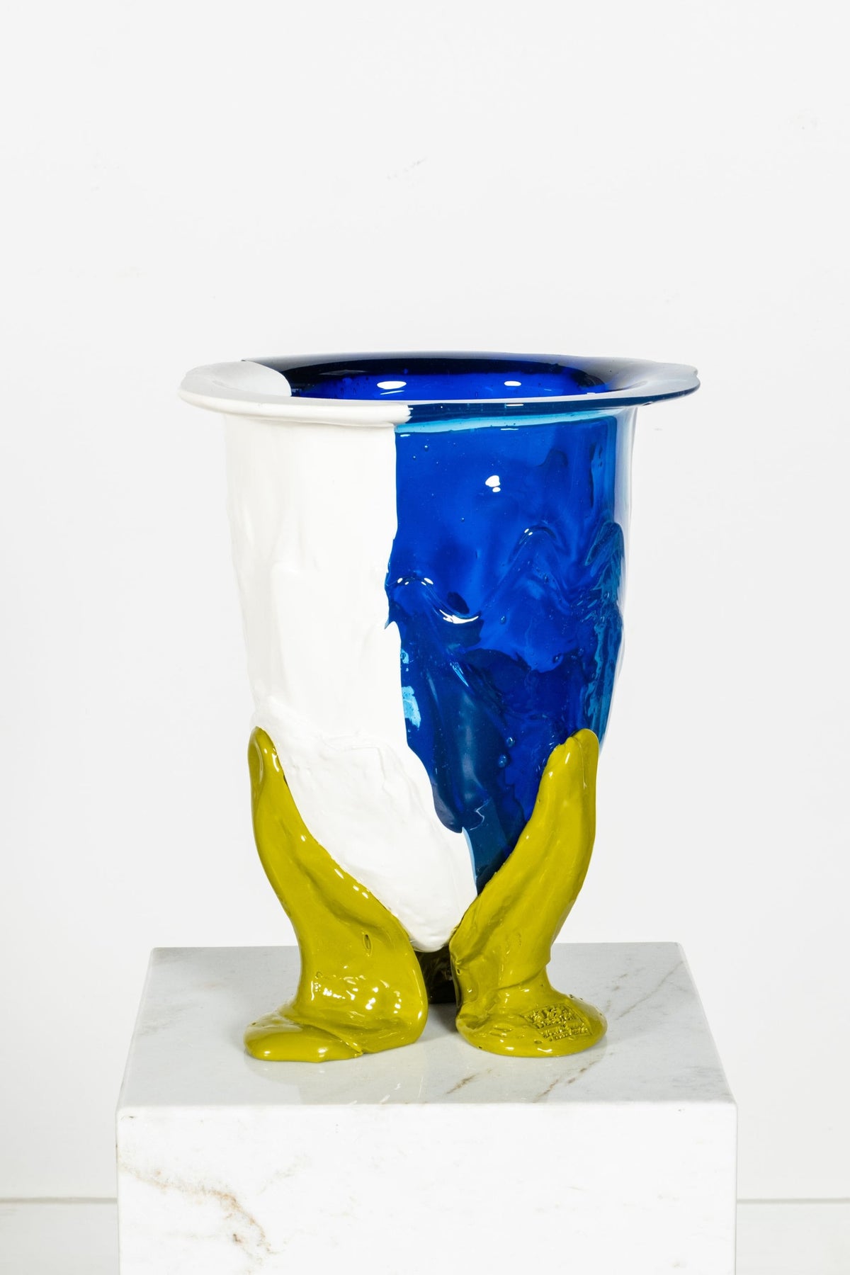 Amazonia Vase (Large), Clear Blue and Matte White, Green Feet