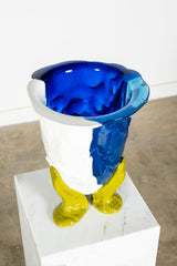 Amazonia Vase (Large), Clear Blue and Matte White, Green Feet