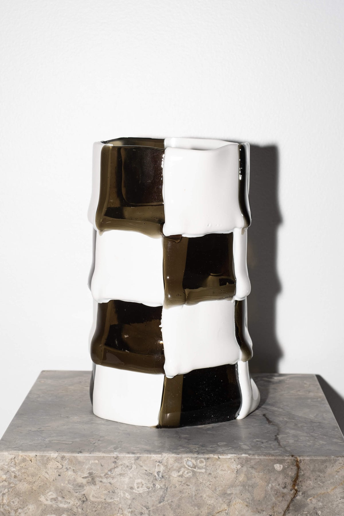 Bamboo Vase (Large), Dark Grey and White