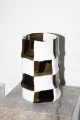 Bamboo Vase (Large), Dark Grey and White