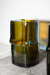 Bamboo Vase (Small), Clear Amber and Light Blue