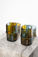 Bamboo Vase (Small), Clear Amber and Light Blue