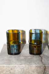 Bamboo Vase (Small), Clear Amber and Light Blue