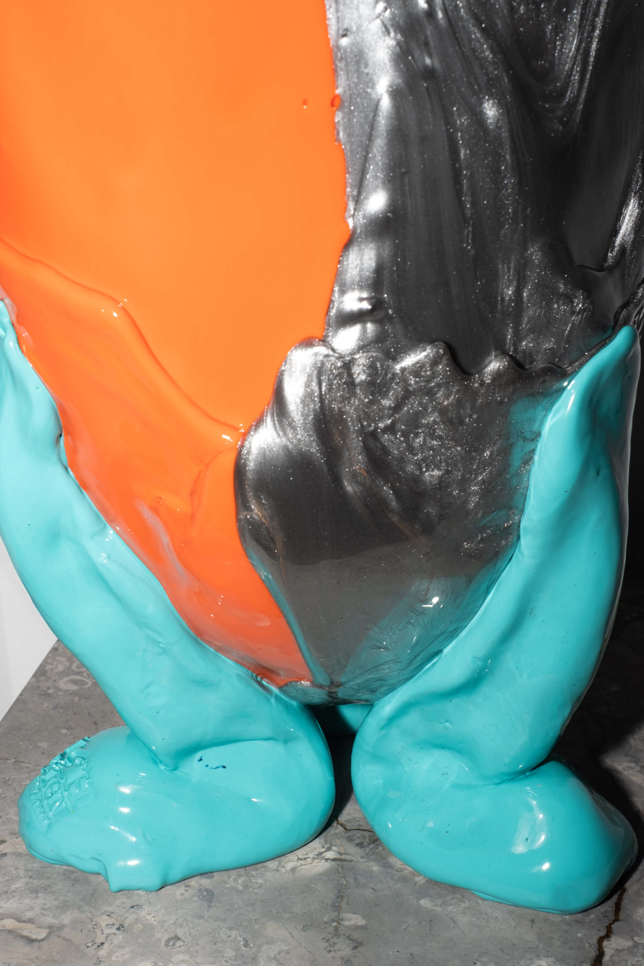 Amazonia Vase (Large), Silver and Matte Orange, Turquoise Feet