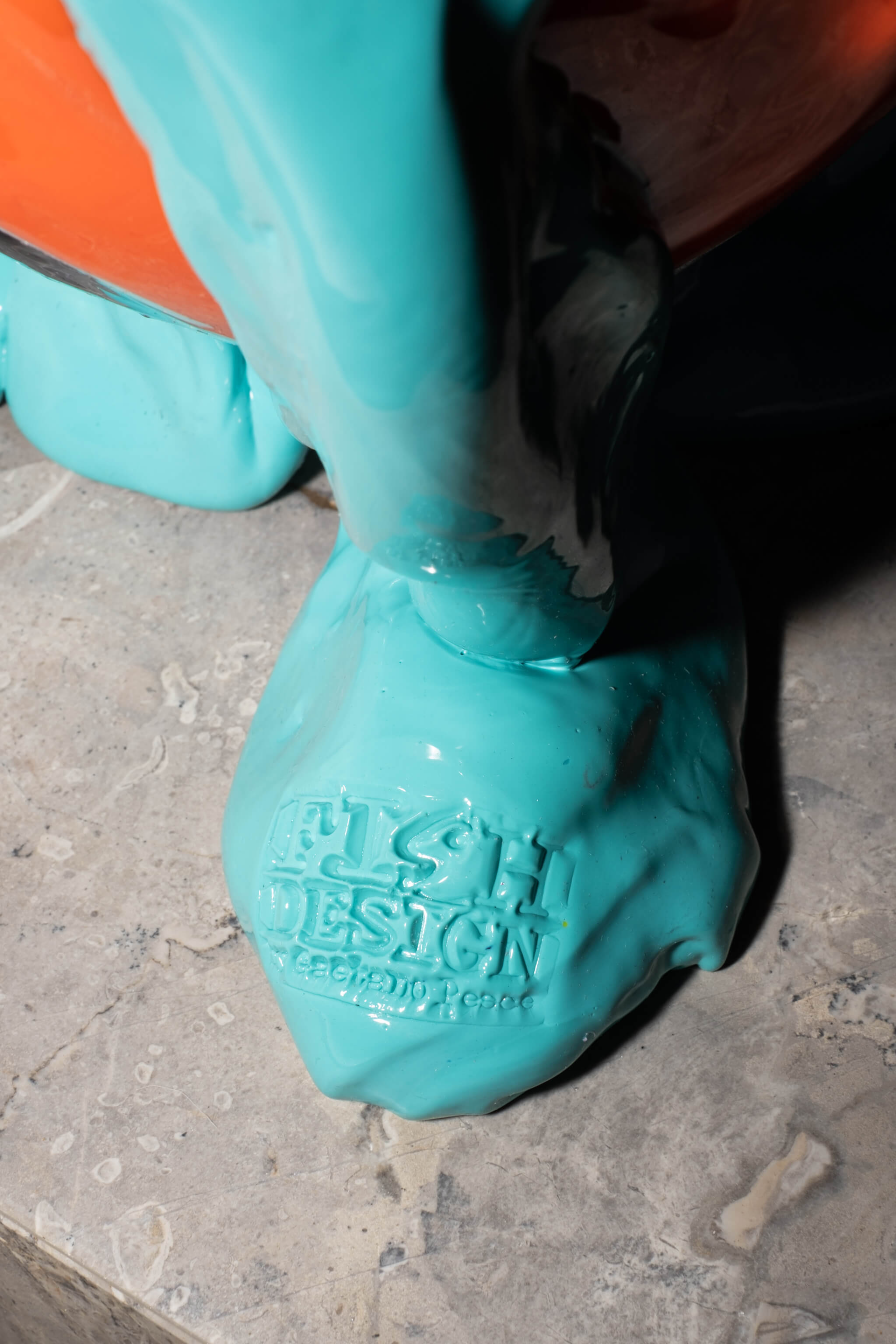 Amazonia Vase (Large), Silver and Matte Orange, Turquoise Feet