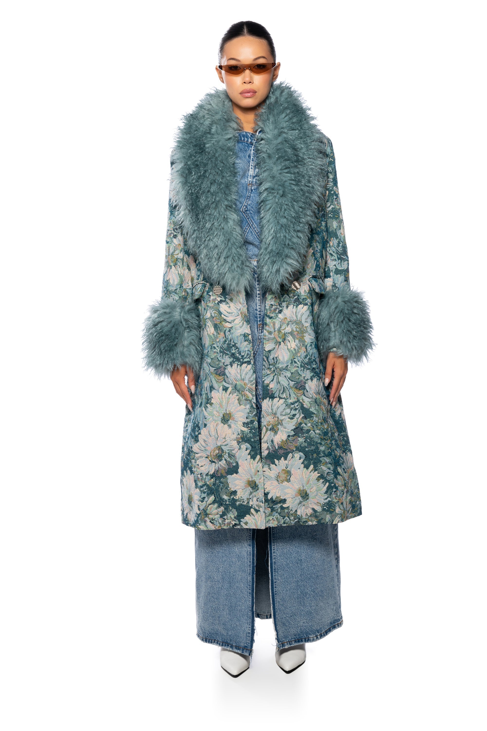 FLEUR LANE BROCADE TRENCH COAT