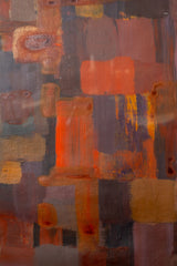 "Reds", Abstract Painting in Silver Frame