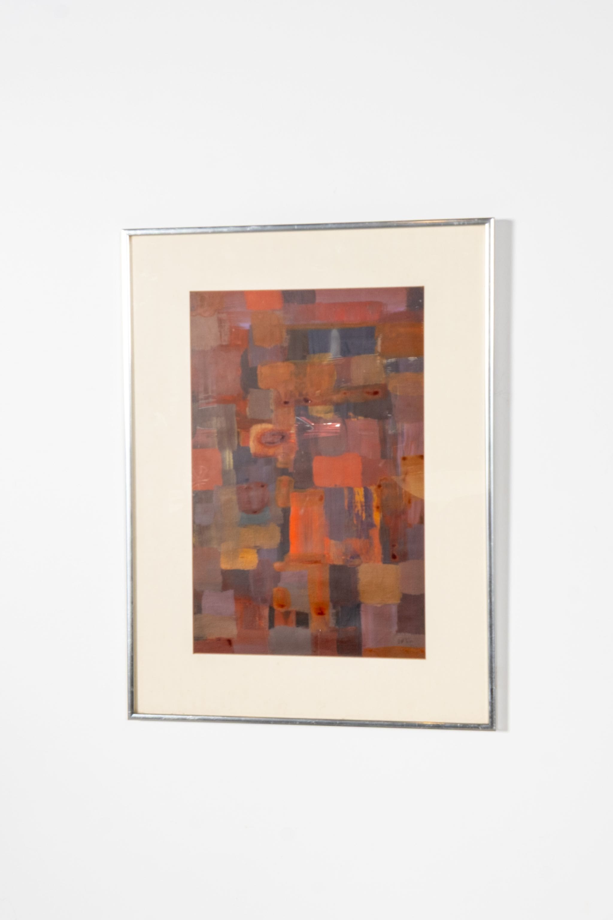 "Reds", Abstract Painting in Silver Frame