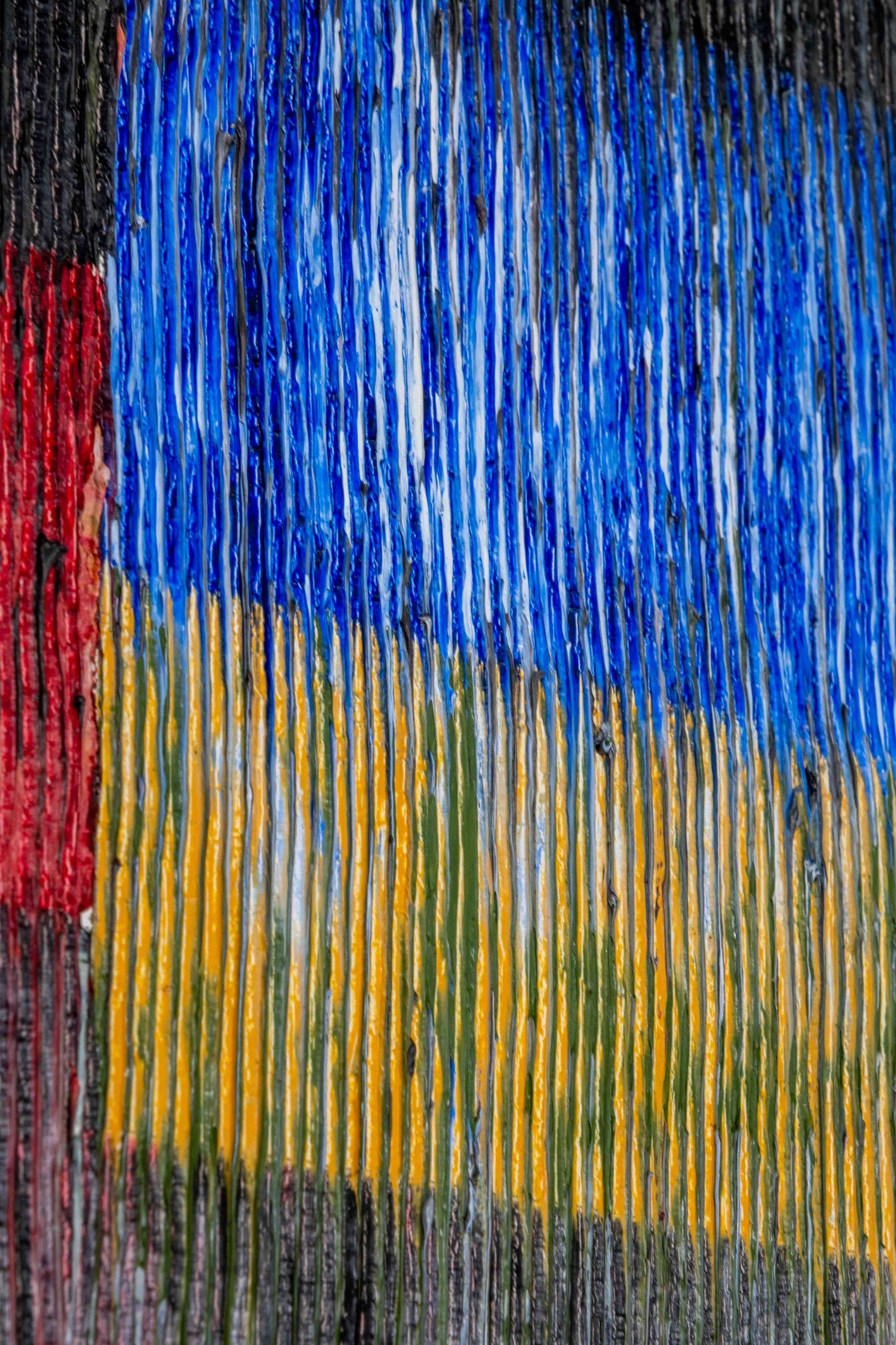"Gray, Blue, Yellow and Red", Textured Colourblock Painting