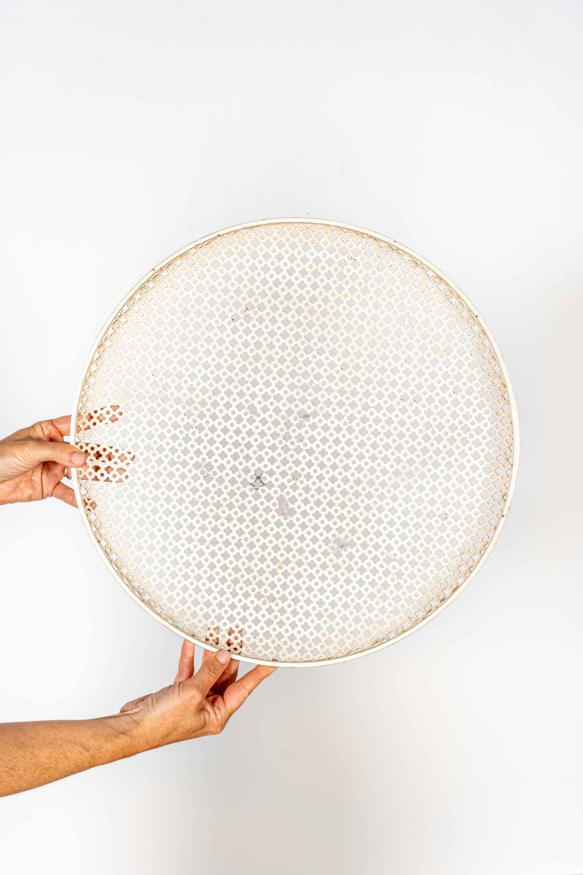 1950s White Perforated Metal Tray